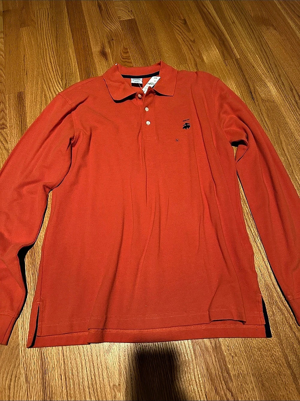 Brooks Brothers 346 Slim Fit Long Sleeve Polo Orange Large